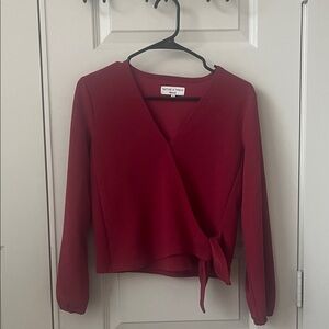 Madewell Deep Red Wrap Blouse